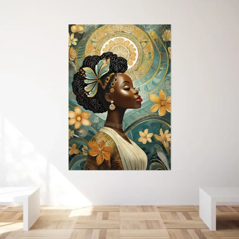 Ajoutez une touche d'art ethnique moderne à votre intérieur avec notre tableau 'Femme Africaine'. Livraison rapide et satisfaction garantie.