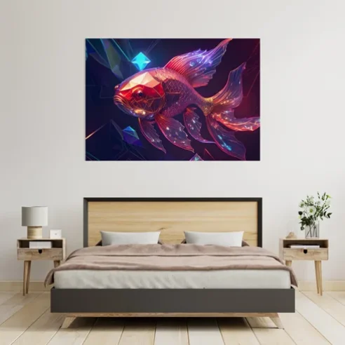 Découvrez notre tableau poisson rouge en cristal et rubis, une œuvre unique qui apporte luxe et magie à votre intérieur. Livraison rapide et garantie
